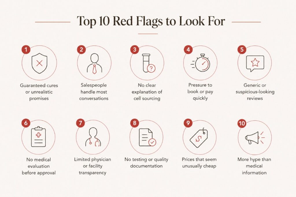 red flags to watch for in a stem cells clinics