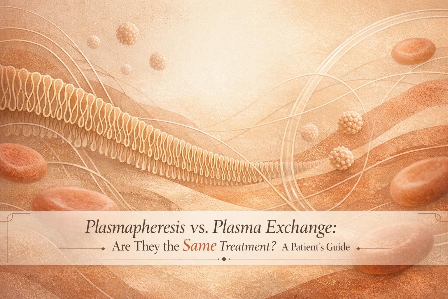 Premium editorial blog cover showing a physician-led blood therapy consultation with plasma separation imagery.